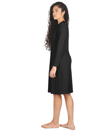 Me Moi CSP503-42 Black Bonded Long Sleeve Shell Dress 42" myselflingerie.com
